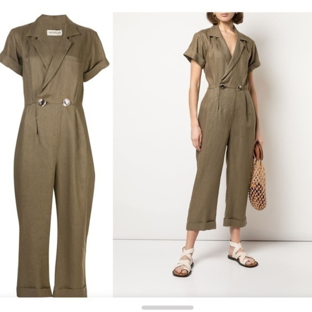 Nicholas “Rumi” Linen jumpsuit in Olive